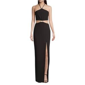 Likely NWT Crissy Cutout Size 12 Halter Gown in Black, $128, B72